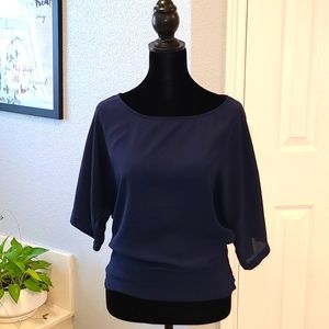 Navy Blue Kimono Sleeve Blouse